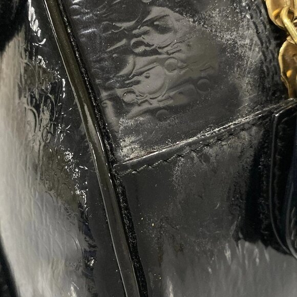 Auth DIOR/ChristianDior Double saddle bag / Trotter Black Patent Leather Handbag - Picture 12 of 16